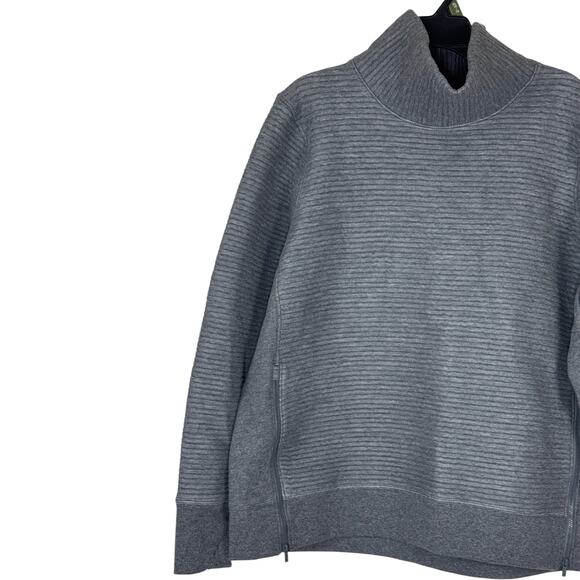 All in Motion Gray Funnel Neck Pullover Sweatshirt XXL Ribbed Stretch Knit NWT - Picture 10 of 14